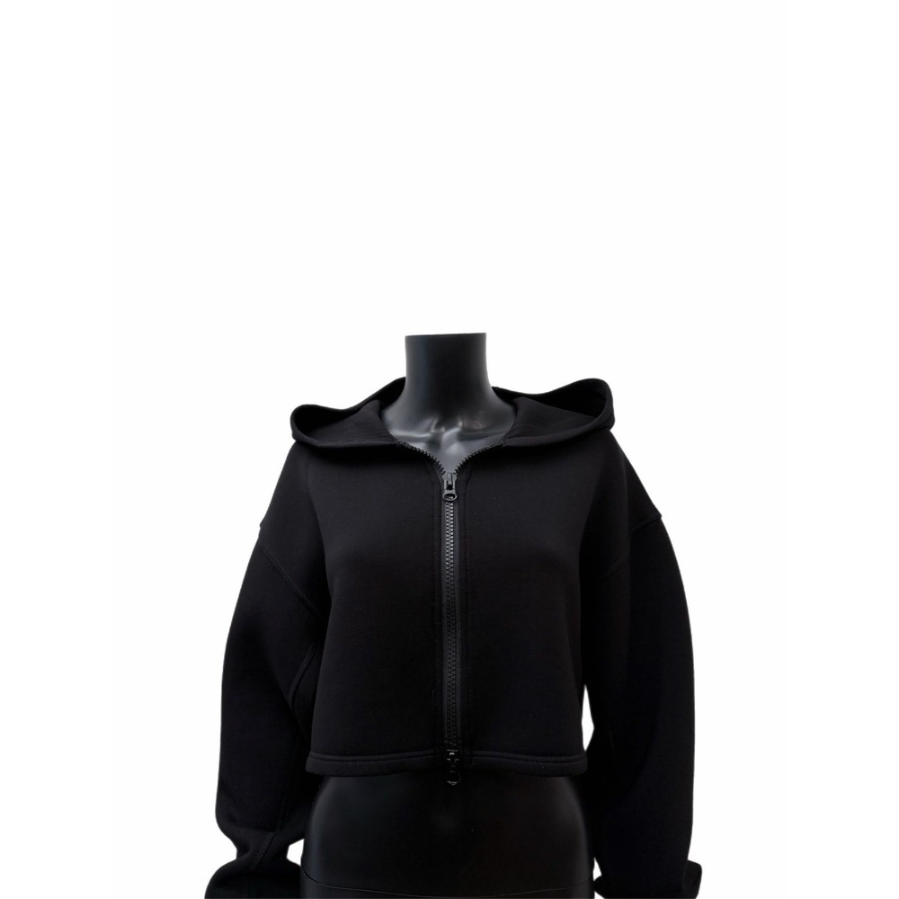 AS Revival Black Cropped Zip-Up Hoodie Sweatshirt Women's Small
